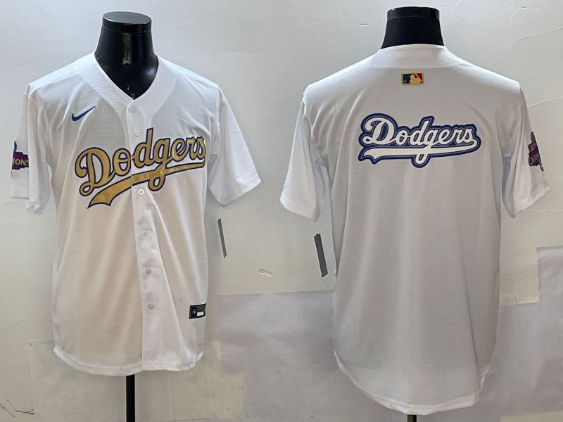 Men Los Angeles Dodgers Blank White Champion gold character 2025 Nike MLB Jersey style 12->los angeles dodgers->MLB Jersey